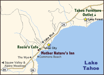 map of North Shore Lake Tahoe and Tahoe City